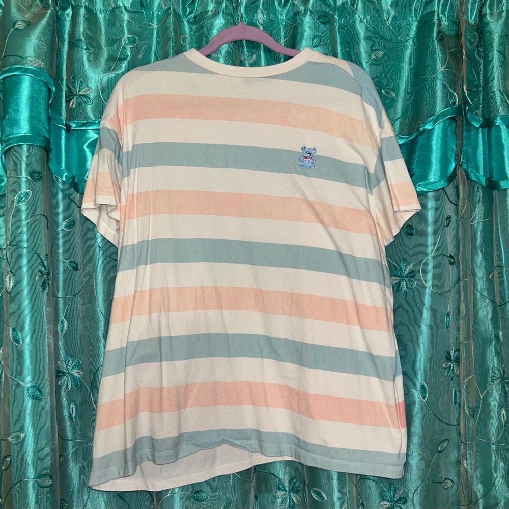 Lazy Oaf Striped Blue and Pink T-Shirt